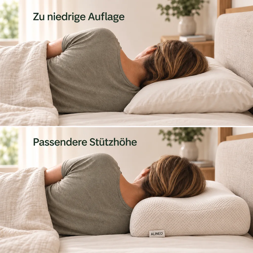 Vergleich einer unpassenden und passenderen Stützhöhe