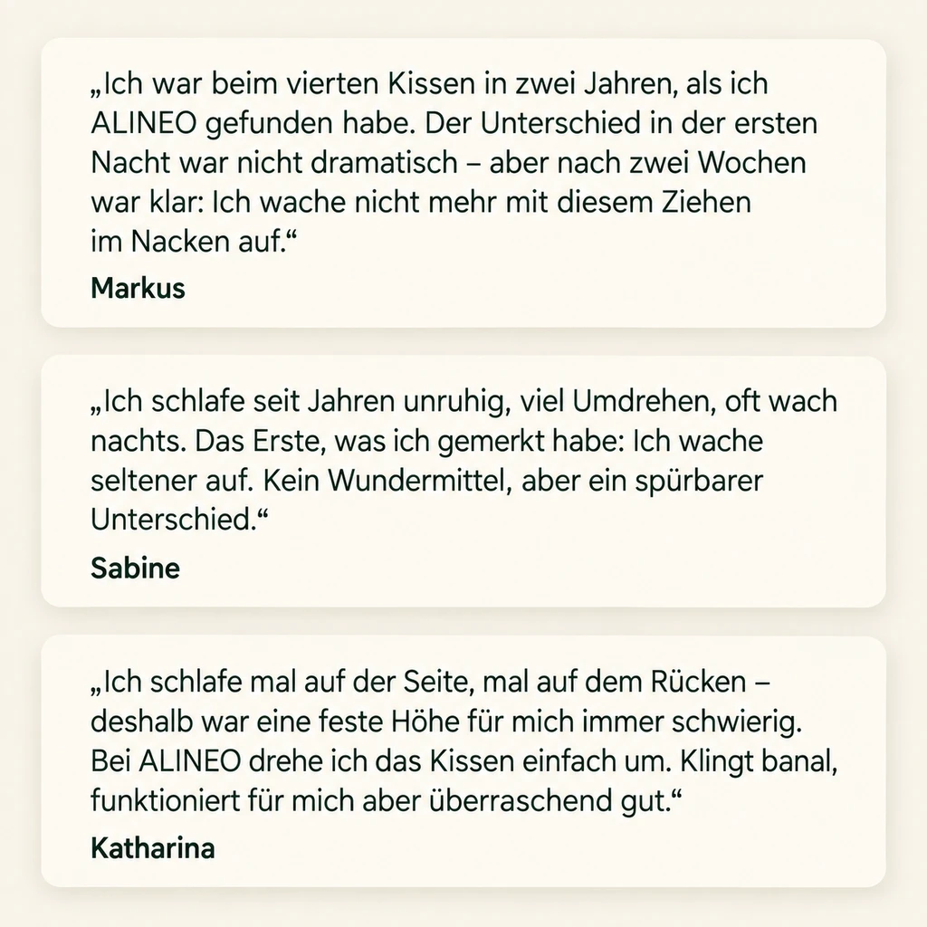 Drei Erfahrungsberichte von Markus, Sabine und Katharina zu ALINEO
